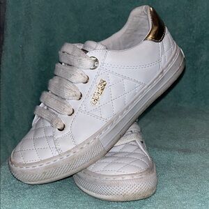 GUESS White and Gold Sneakers